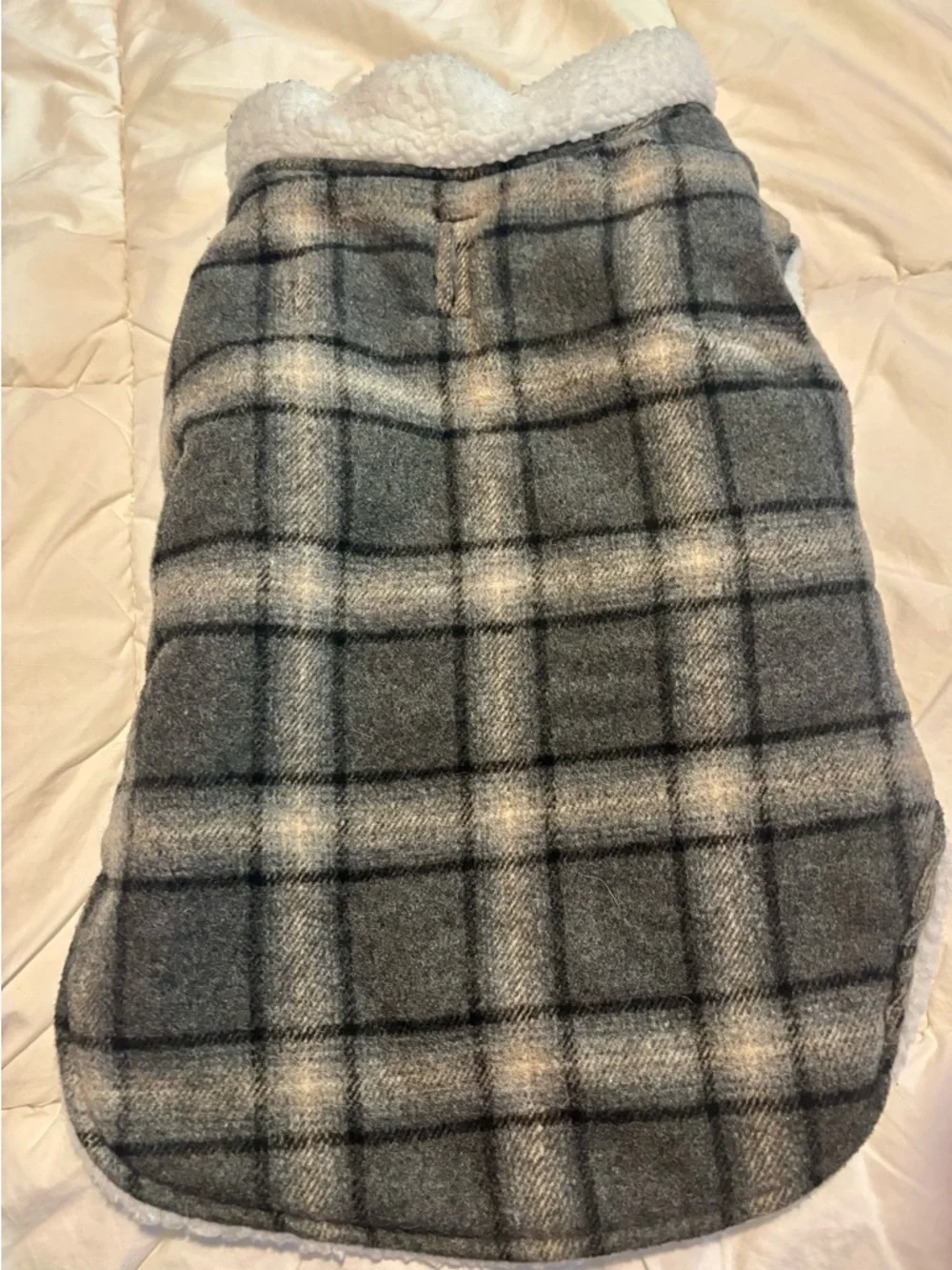 Sherpa-Lined Grey Plaid Dog Jacket “The Prairie” by Rachel Ashwell